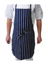 IBEX Professional Butcher Stripe Bib Apron  - Unisex Kitchen Apron for Chefs, Waiters, Bar Staff & Home Cooking, Adjustable Ties, One Size Fits Most