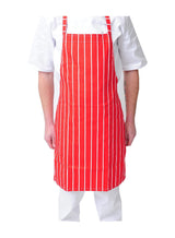 IBEX Professional Butcher Stripe Bib Apron  - Unisex Kitchen Apron for Chefs, Waiters, Bar Staff & Home Cooking, Adjustable Ties, One Size Fits Most