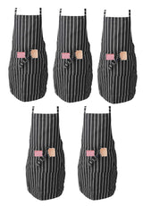 IBEX Professional Butcher Stripe Bib Apron  - Unisex Kitchen Apron for Chefs, Waiters, Bar Staff & Home Cooking, Adjustable Ties, One Size Fits Most