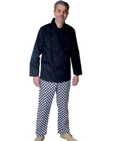 IBEX Men’s Chef Jacket Full Sleeves – Professional Chefs Coat for Restaurant, Kitchen, Caterers & Bakers – Double Breasted Chef Uniform – White/Black (XXS-5XL)