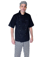 IBEX Men’s Chef Jacket Half Sleeves – Professional Chefs Coat for Restaurant, Kitchen, Caterers & Bakers – Double Breasted Chef Uniform – White/Black (XXS-5XL)