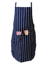 IBEX Professional Butcher Stripe Bib Apron  - Unisex Kitchen Apron for Chefs, Waiters, Bar Staff & Home Cooking, Adjustable Ties, One Size Fits Most