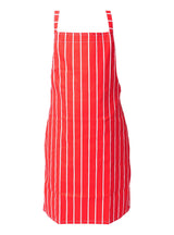 IBEX Professional Butcher Stripe Bib Apron  - Unisex Kitchen Apron for Chefs, Waiters, Bar Staff & Home Cooking, Adjustable Ties, One Size Fits Most