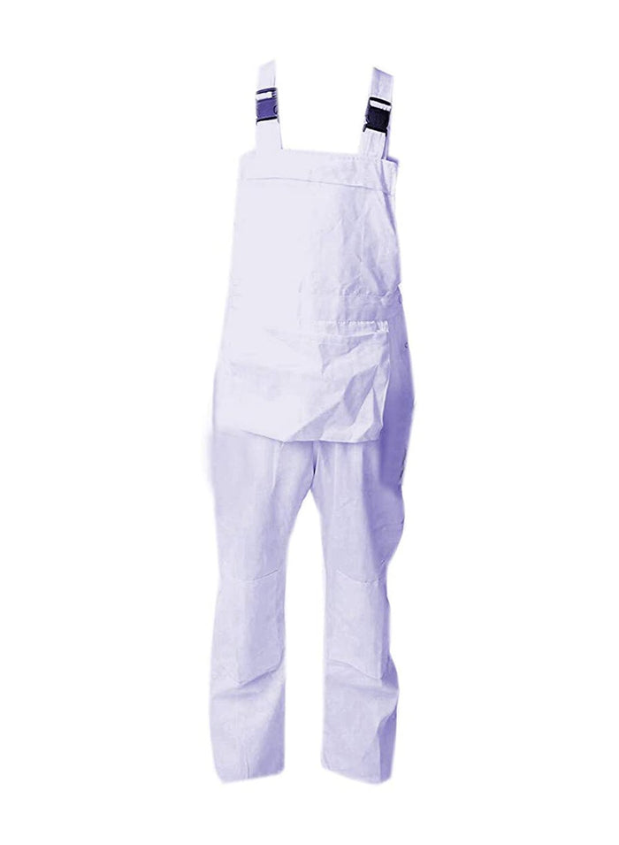 GRS Woman Ladies Bib and Brace Dungarees Coveralls Overalls, Woman Fancy Dress Overalls, White, X-Small