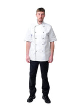 Black Pepper Mens White Chef Coats with Black Piping Half Sleeves