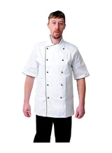 Black Pepper Mens White Chef Coats with Black Piping Half Sleeves