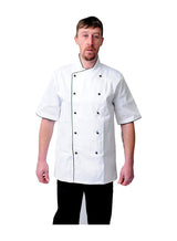 Black Pepper Mens White Chef Coats with Black Piping Half Sleeves