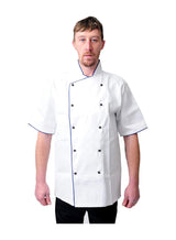 Black Pepper Mens White Chef Coats with Black Piping Half Sleeves