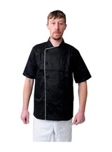 Black Pepper Mens White Chef Coats with Black Piping Half Sleeves