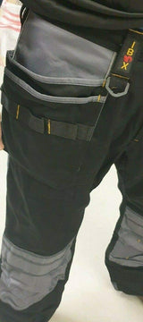 Ibex E4 Multi Pockets Mens Safety Work Trouser Workwear Cargo Pants with Knee Pad Pockets, Work Utility and Safety Trousers, Available in Black and Grey Colours, Sizes 28-50