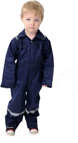 Roadmaster K2 Unisex Children Kids Hi Viz Coveralls Boiler Suit Overalls in Navy Orange Royal Skin Colours (Skin with Red, 34 inch chest-11-12 Years)