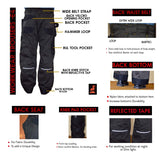 Ibex E4 Multi Pockets Mens Safety Work Trouser Workwear Cargo Pants with Knee Pad Pockets, Work Utility and Safety Trousers, Available in Black and Grey Colours, Sizes 28-50