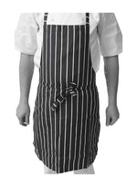IBEX Professional Butcher Stripe Bib Apron  - Unisex Kitchen Apron for Chefs, Waiters, Bar Staff & Home Cooking, Adjustable Ties, One Size Fits Most