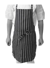 IBEX Professional Butcher Stripe Bib Apron  - Unisex Kitchen Apron for Chefs, Waiters, Bar Staff & Home Cooking, Adjustable Ties, One Size Fits Most