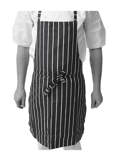 IBEX Professional Butcher Stripe Bib Apron  - Unisex Kitchen Apron for Chefs, Waiters, Bar Staff & Home Cooking, Adjustable Ties, One Size Fits Most