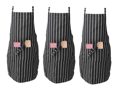 IBEX Professional Butcher Stripe Bib Apron  - Unisex Kitchen Apron for Chefs, Waiters, Bar Staff & Home Cooking, Adjustable Ties, One Size Fits Most