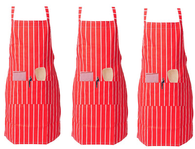 IBEX Professional Butcher Stripe Bib Apron  - Unisex Kitchen Apron for Chefs, Waiters, Bar Staff & Home Cooking, Adjustable Ties, One Size Fits Most