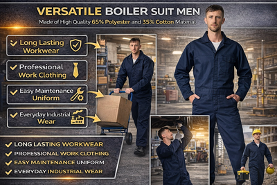 IBEX Men's Unisex C2 Dark Navy Boiler Suit Navy Coverall Overalls for College Student Workshop