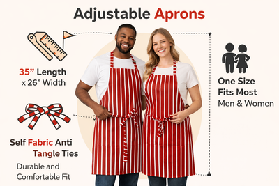 IBEX Professional Butcher Stripe Bib Apron  - Unisex Kitchen Apron for Chefs, Waiters, Bar Staff & Home Cooking, Adjustable Ties, One Size Fits Most
