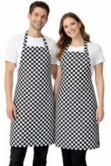 Black Pepper Unisex Polycotton Check Butcher Bib Aprons with Pocket, Professional Home Kitchen Apron