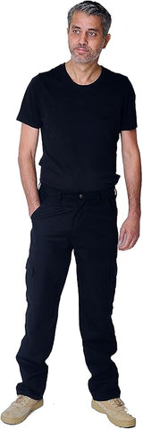 IBEX S4 Men’s Multi-Pocket Cargo Work Trousers – Heavy Duty Polyester Cotton Blend, Durable Builders Combat Pants with 6 Pockets (Black/Navy, Sizes 28–52, Short/Regular/Long)