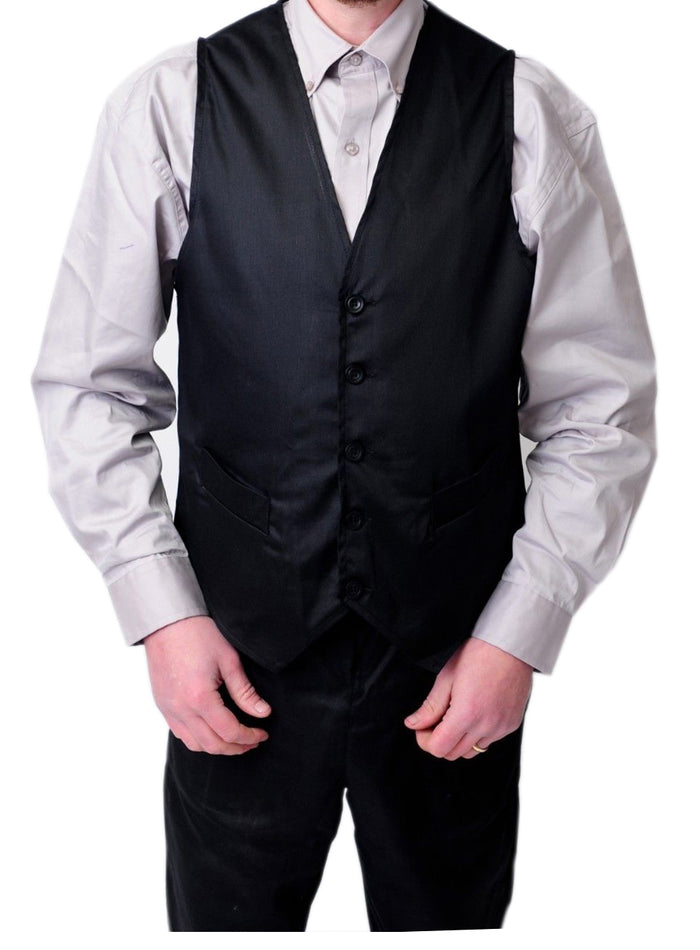 Black Pepper Mens Hospitality Style Plain Waist Coat for Waiters, Bar Staff, Fancy Dress Party