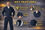 IBEX Men's Unisex C2 Dark Navy Boiler Suit Navy Coverall Overalls for College Student Workshop