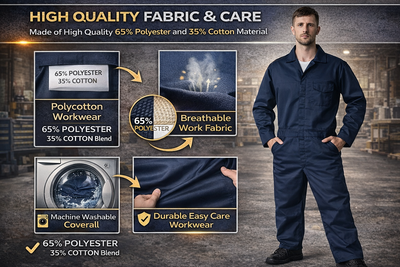 IBEX Men's Unisex C2 Dark Navy Boiler Suit Navy Coverall Overalls for College Student Workshop