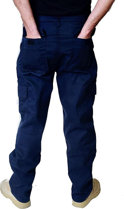 IBEX S4 Men’s Multi-Pocket Cargo Work Trousers – Heavy Duty Polyester Cotton Blend, Durable Builders Combat Pants with 6 Pockets (Black/Navy, Sizes 28–52, Short/Regular/Long)