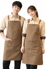 IBEX APR5 Unisex Bib Apron 100% Cotton | Cross Back Strap Work Apron with Pockets | Kitchen, Cafe, Restaurant, Barista & Craft Apron