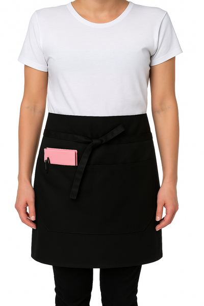 Black Pepper Mens Polycotton Short Waist Apron, Professional Home Kitchen Apron for Chefs, Waiters, Cooks, Catering, Bar Staff