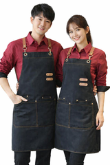 IBEX APR5 Unisex Bib Apron 100% Cotton | Cross Back Strap Work Apron with Pockets | Kitchen, Cafe, Restaurant, Barista & Craft Apron