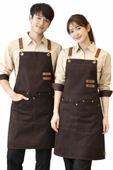IBEX APR5 Unisex Bib Apron 100% Cotton | Cross Back Strap Work Apron with Pockets | Kitchen, Cafe, Restaurant, Barista & Craft Apron