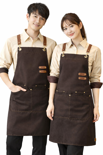 IBEX APR5 Unisex Bib Apron 100% Cotton | Cross Back Strap Work Apron with Pockets | Kitchen, Cafe, Restaurant, Barista & Craft Apron