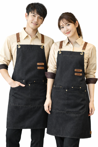 IBEX APR5 Unisex Bib Apron 100% Cotton | Cross Back Strap Work Apron with Pockets | Kitchen, Cafe, Restaurant, Barista & Craft Apron