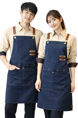 IBEX APR5 Unisex Bib Apron 100% Cotton | Cross Back Strap Work Apron with Pockets | Kitchen, Cafe, Restaurant, Barista & Craft Apron
