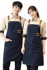 IBEX APR5 Unisex Bib Apron 100% Cotton | Cross Back Strap Work Apron with Pockets | Kitchen, Cafe, Restaurant, Barista & Craft Apron