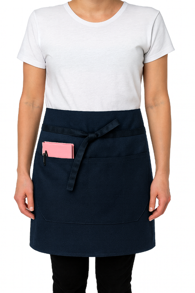 Black Pepper Mens Polycotton Short Waist Apron, Professional Home Kitchen Apron for Chefs, Waiters, Cooks, Catering, Bar Staff