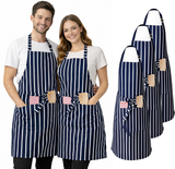 IBEX Professional Butcher Stripe Bib Apron  - Unisex Kitchen Apron for Chefs, Waiters, Bar Staff & Home Cooking, Adjustable Ties, One Size Fits Most