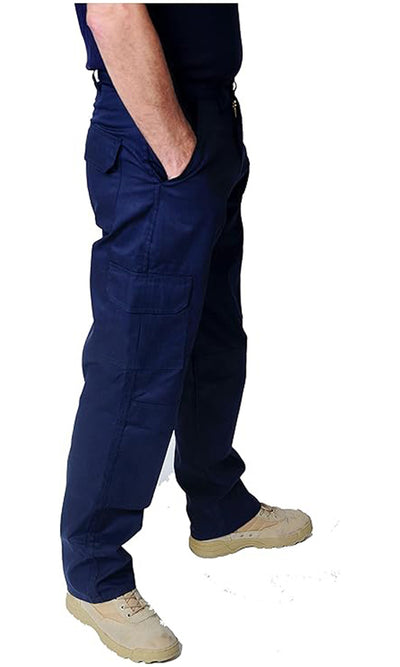 IBEX S4 Men’s Multi-Pocket Cargo Work Trousers – Heavy Duty Polyester Cotton Blend, Durable Builders Combat Pants with 6 Pockets (Black/Navy, Sizes 28–52, Short/Regular/Long)