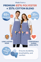 Black Pepper Unisex Polycotton Check Butcher Bib Aprons with Pocket, Professional Home Kitchen Apron