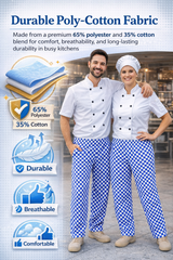 IBEX Chef Trousers for Men & Women – Unisex Chefs Trousers with Drawstring, Lightweight Poly-Cotton Professional Kitchen Pants (XS–5XL)