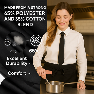 Black Pepper Mens Polycotton Short Waist Apron, Professional Home Kitchen Apron for Chefs, Waiters, Cooks, Catering, Bar Staff