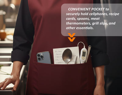 Black Pepper Unisex Plain Tabbard Apron for Waiters, Catering, Laundry, Cleaners