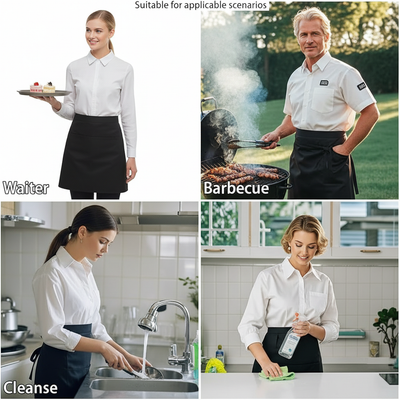 Black Pepper Mens Polycotton Short Waist Apron, Professional Home Kitchen Apron for Chefs, Waiters, Cooks, Catering, Bar Staff