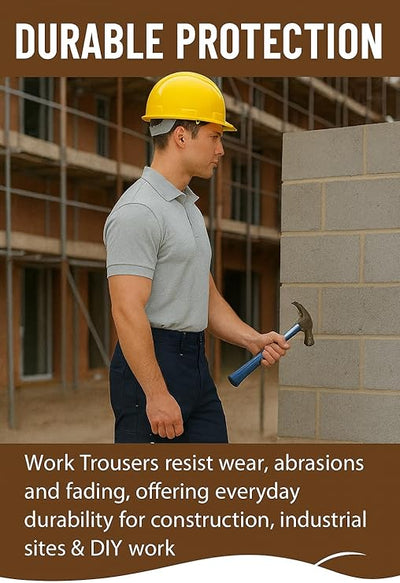 IBEX TR5 Men’s Cargo Work Trousers with Knee Pad Pockets  – Heavy Duty Multi-Pocket Builder Pants, (Black/Navy)