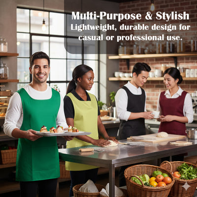 Black Pepper Unisex Plain Tabbard Apron for Waiters, Catering, Laundry, Cleaners