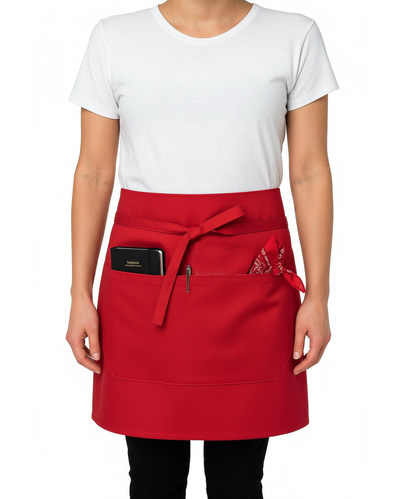 Black Pepper Mens Polycotton Short Waist Apron, Professional Home Kitchen Apron for Chefs, Waiters, Cooks, Catering, Bar Staff