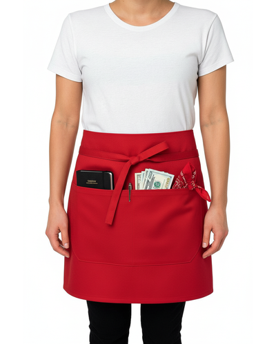 Black Pepper Mens Polycotton Short Waist Apron, Professional Home Kitchen Apron for Chefs, Waiters, Cooks, Catering, Bar Staff