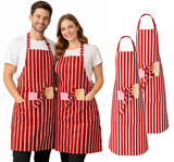 IBEX Professional Butcher Stripe Bib Apron  - Unisex Kitchen Apron for Chefs, Waiters, Bar Staff & Home Cooking, Adjustable Ties, One Size Fits Most